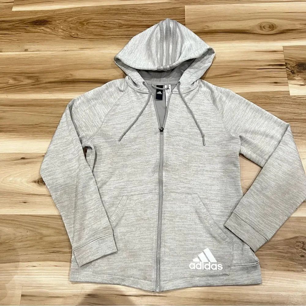 Adidas Grey Zip Up Hoodie Jacket Womens Small